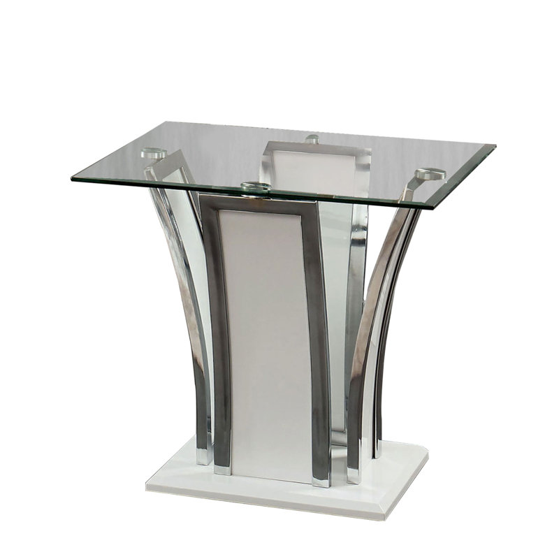 Everly Quinn Isanti Glass Top Pedestal End Table Wayfair